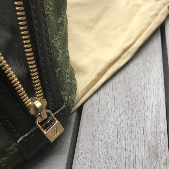 LOUIS VUITTON Green Canvas Leather Cabas Kate Bag - Picture 14 of 16